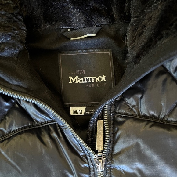 Marmot Black Puffer Jacket with Hood Medium - Picture 4 of 6